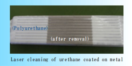 Laser cleaning of urethane coted on metal